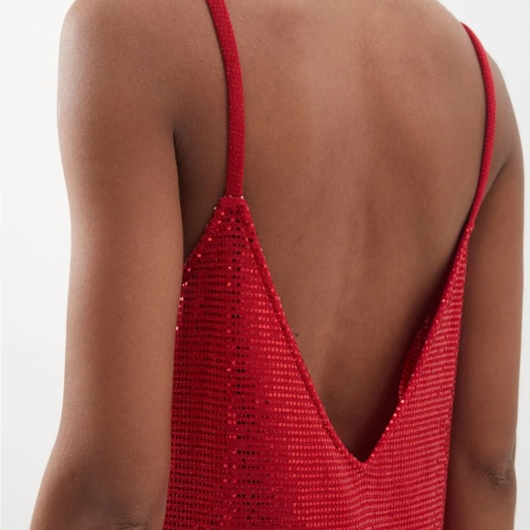Dodo Bar Or Lita Red Sequinned Jersey Dress - Picture 1 of 5